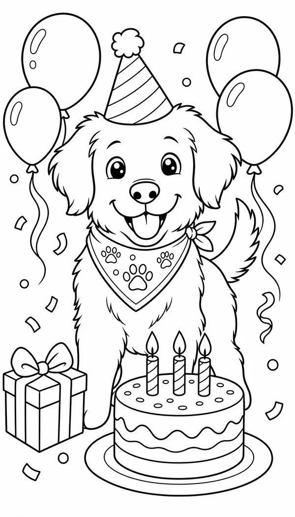 Page 5: at a birthday party with a cake and balloons