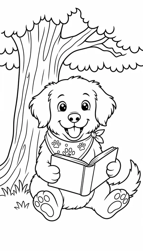 Page 7: reading a book under a big tree