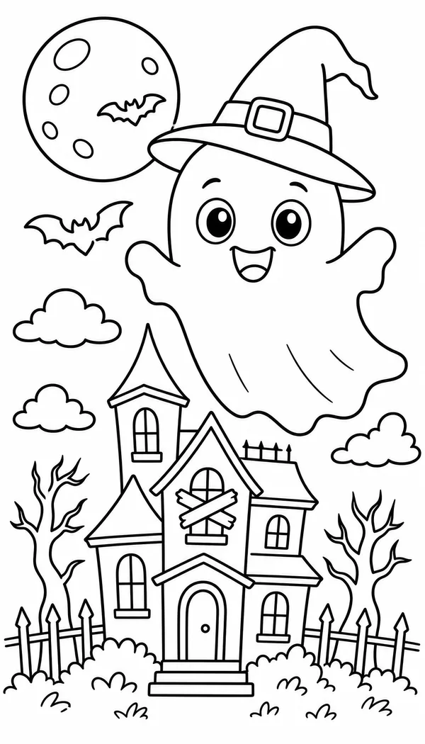 Page 2: flying over a haunted house under the moon