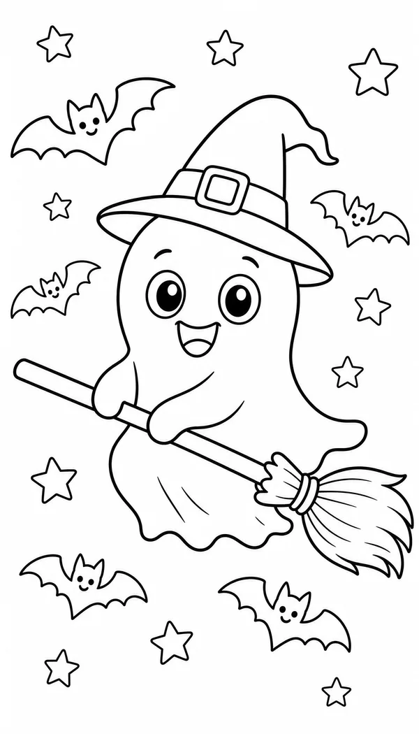 Page 5: riding a broomstick through bats and stars