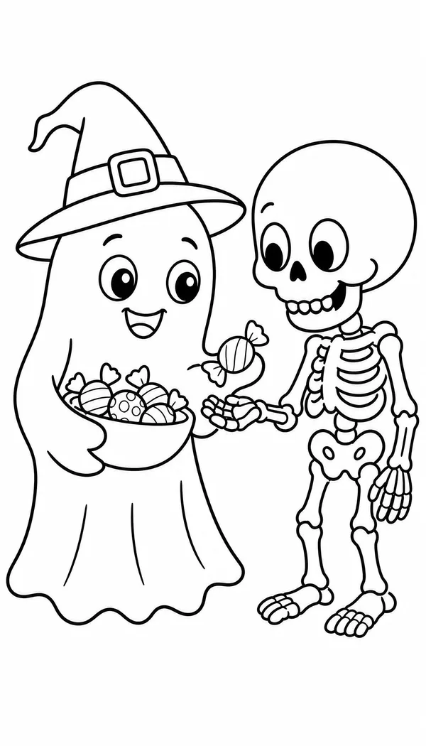 Page 10: sharing candy with a friendly skeleton