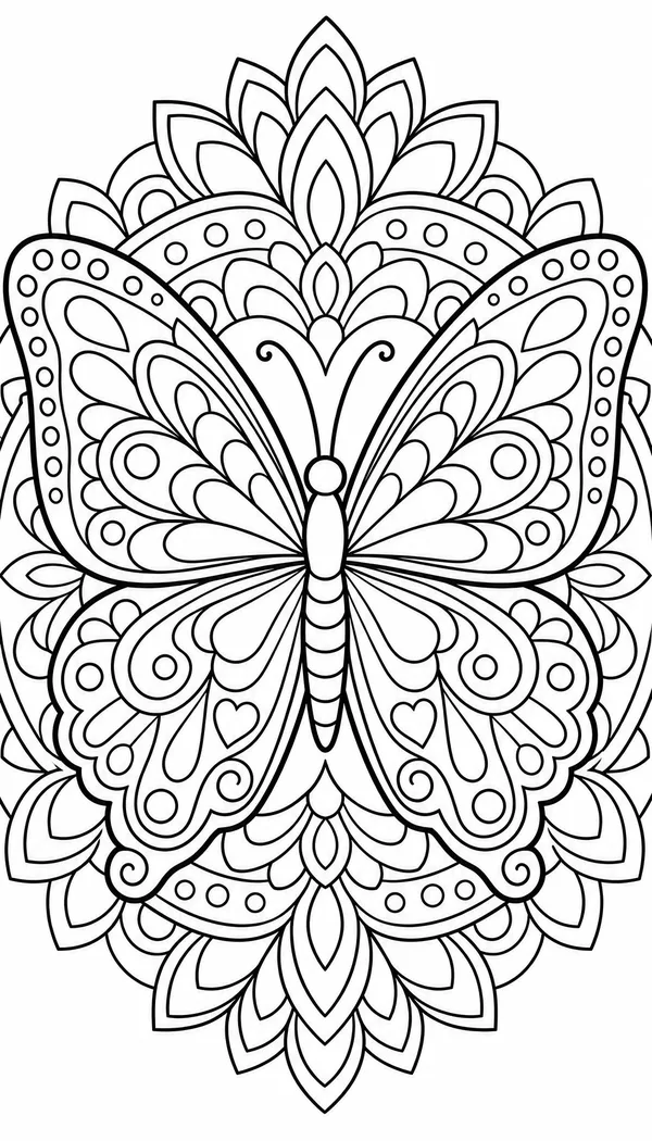 Page 3: butterfly-themed mandala with symmetrical wings