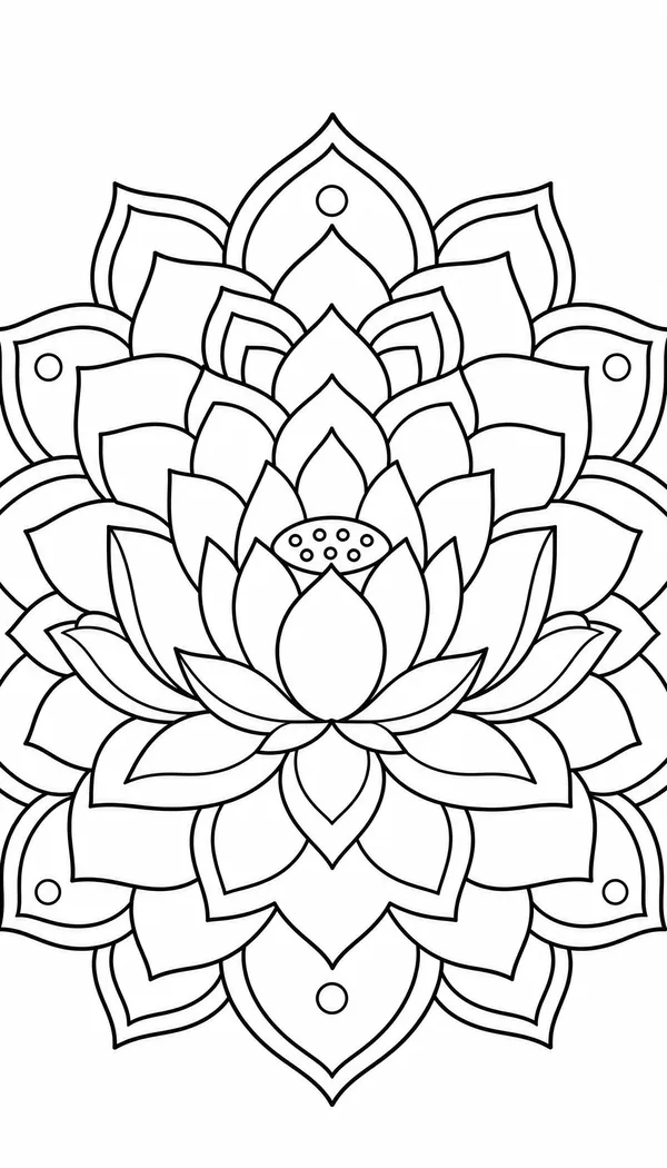 Page 6: lotus flower mandala with layered petals