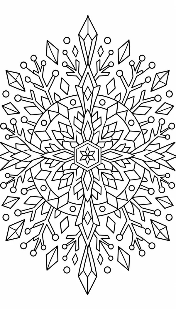 Page 8: snowflake mandala with crystalline patterns