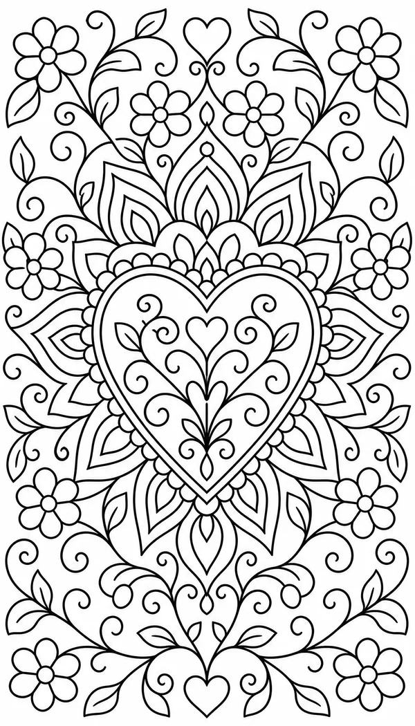 Page 10: heart-centered mandala with vines and blossoms